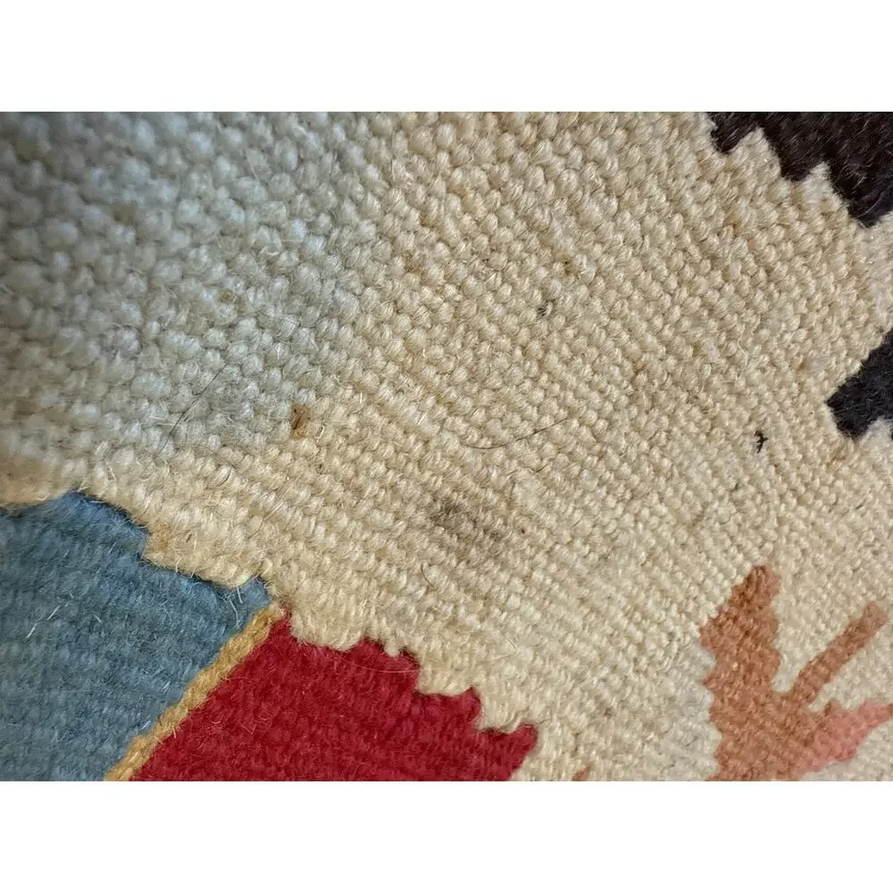 Turkish Kilim Wool Rug Tapestry Fringed Hand Woven Christmas Santa Claus 44 x 34